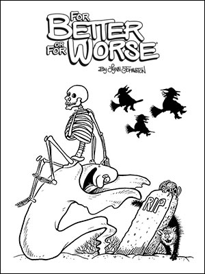 A skeleton sitting on a ghost